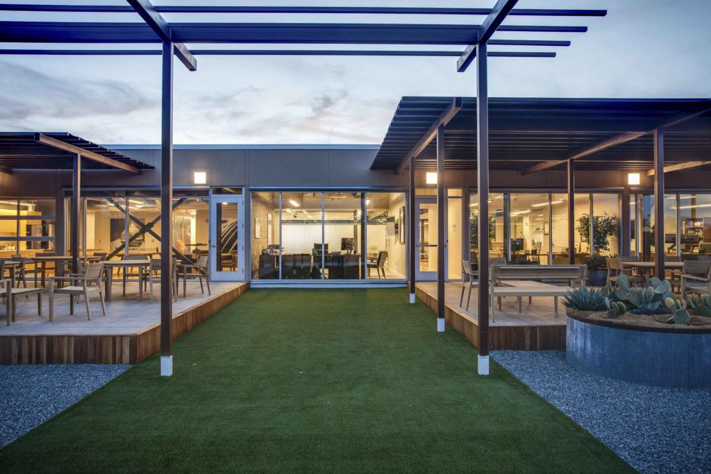 Rooftop patio at HB Construction headquarters