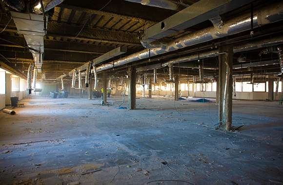 Interiors were demolished down to slabs and columns.